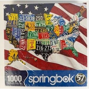 Springbok 2020 State Plates 1000 Piece License Plate Map Puzzle 33-10666, New